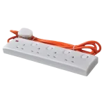Orange | Extension Wire Cord | 3 Meter | 4 way | 13A | Multi Plug | Trailer Socket