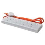 Orange | Extension Wire Cord | 5 Meter | 4 Way | 13A | Multi Plug | Trailer Socket
