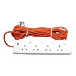 Orange | Extension Wire Cord | 10 Meter | 4 Way | 13A | Multi Plug | Trailer Socket